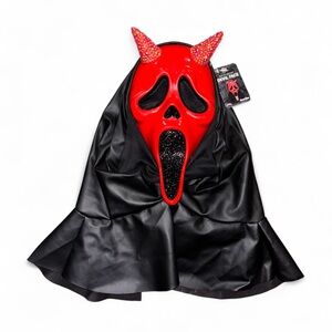Scream Red GhostFace Devil Horns Face Mask NWT